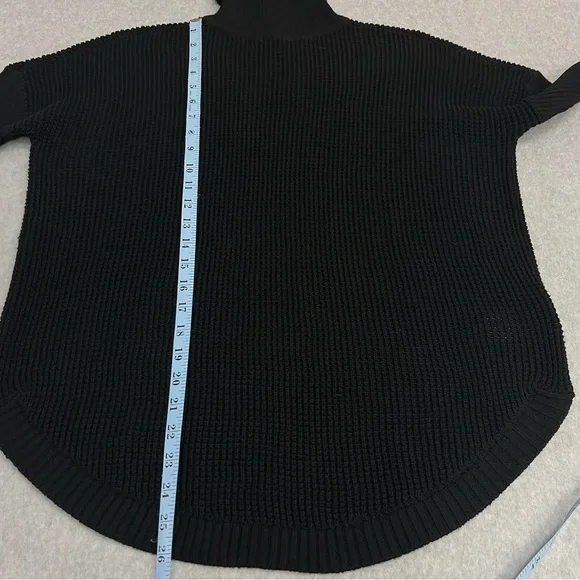 Womens Small Black Cotton Blend Oversized Knit Turtle Neck Sweater Minimalist - Picture 5 of 9